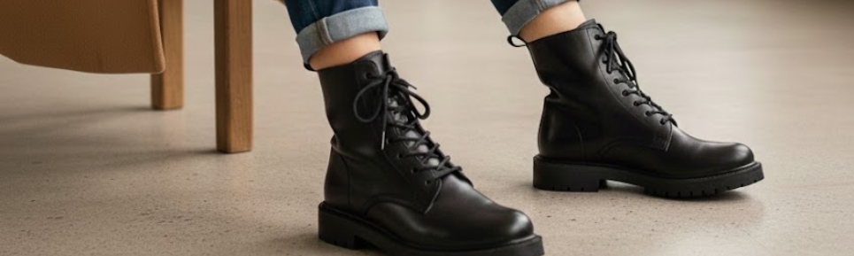 Zwarte veterboots dames