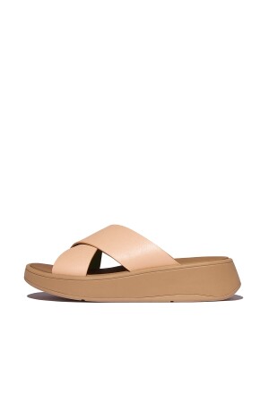 FitFlop F-Mode Leather Flatform Cross sandy beige 