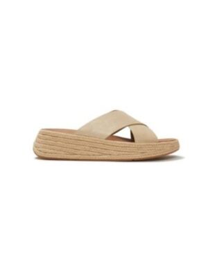 FitFlop F-Mode Espadrille Shimmersuede Cross Slides platino