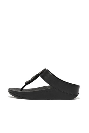 FitFlop Halo Metallic-Trim Toe-Post Sandals all black 