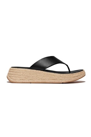FitFlop F-Mode Espadrille Leather Flatform Toepost black 