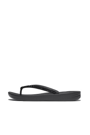 FitFlop Iqushion Multi-Crystal Ergonomic Flip-Flops all black 