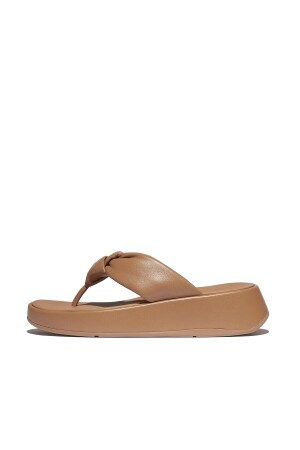 FitFlop F-Mode Knot Soft-Leather Flatform Toe-Post classic tan 