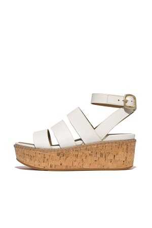 FitFlop FitFlop Eloise Leather/Cork Strappy Wedge Sandals urban white 