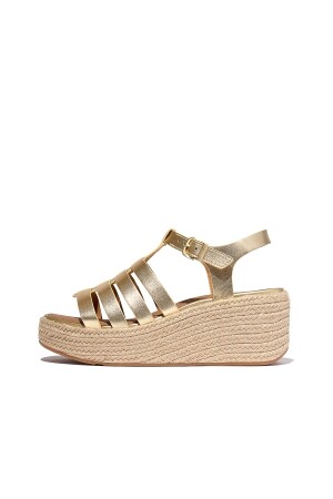 FitFlop Platfforms Espadrille Leather Fisherman Wedge platino 