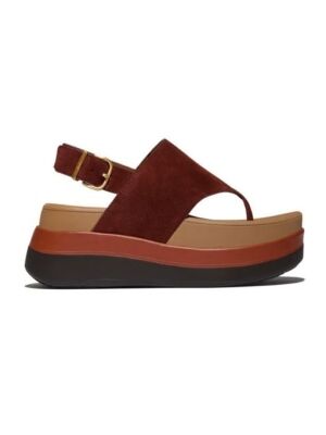 FitFlop F-Mode Stack Suede Back-Strap Toe-Post Sandals chocolat