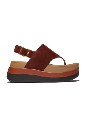 FitFlop F-Mode Stack Suede Back-Strap Toe-Post Sandals chocolat 