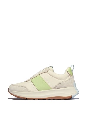 FitFlop F-Mode Flow Sneaker-Nylon & Suede mix lime mix 