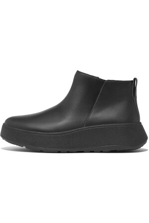 FitFlop F-Mode Leather Flatform Zip Ankle Boots all black 