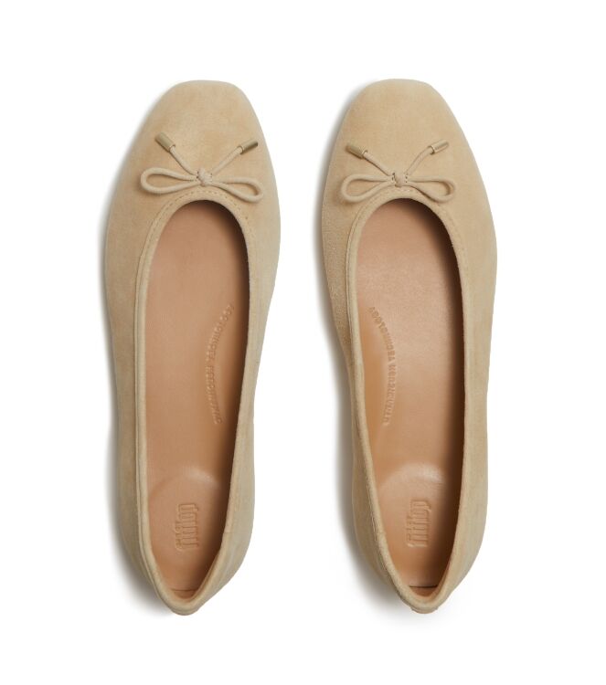 FitFlop delicato bow suede ballet flats cappuccino Direct leverbaar uit de webshop van www.meijerink-schoenen.nl/