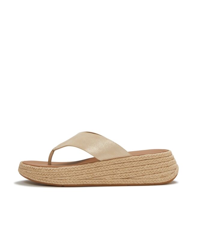 FitFlop f-mode espadrille shimmersuede toe-post sandals platino Direct leverbaar uit de webshop van www.meijerink-schoenen.nl/