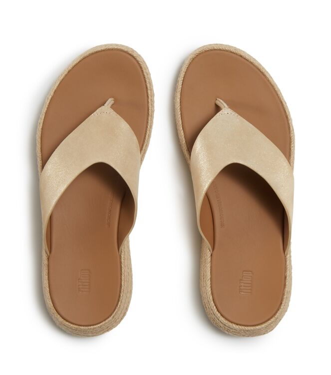 FitFlop f-mode espadrille shimmersuede toe-post sandals platino Direct leverbaar uit de webshop van www.meijerink-schoenen.nl/