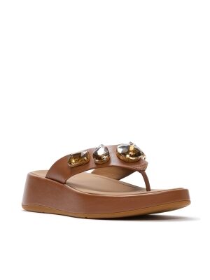 FitFlop F-Mode Ultra-Jewel Leather Toe-Post Sandals