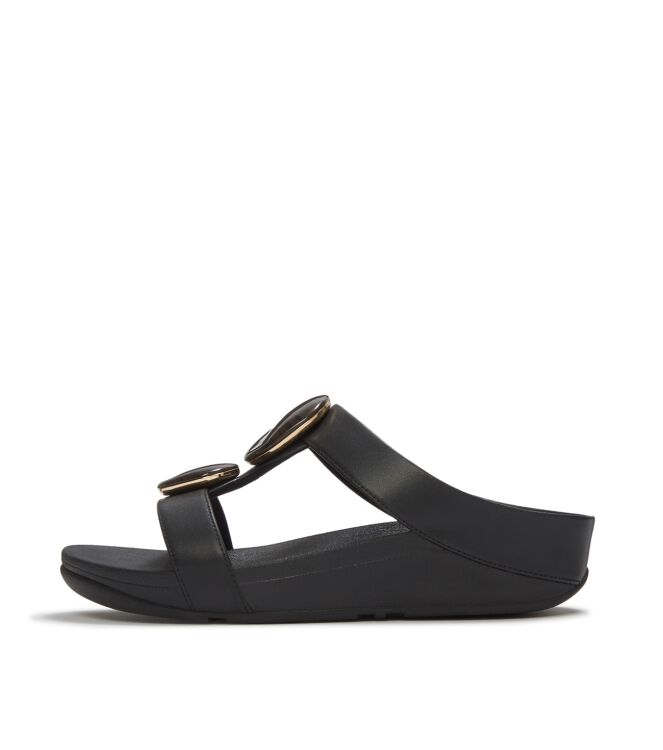 FitFlop fino marbled-stone h-bar slides black Direct leverbaar uit de webshop van www.meijerink-schoenen.nl/