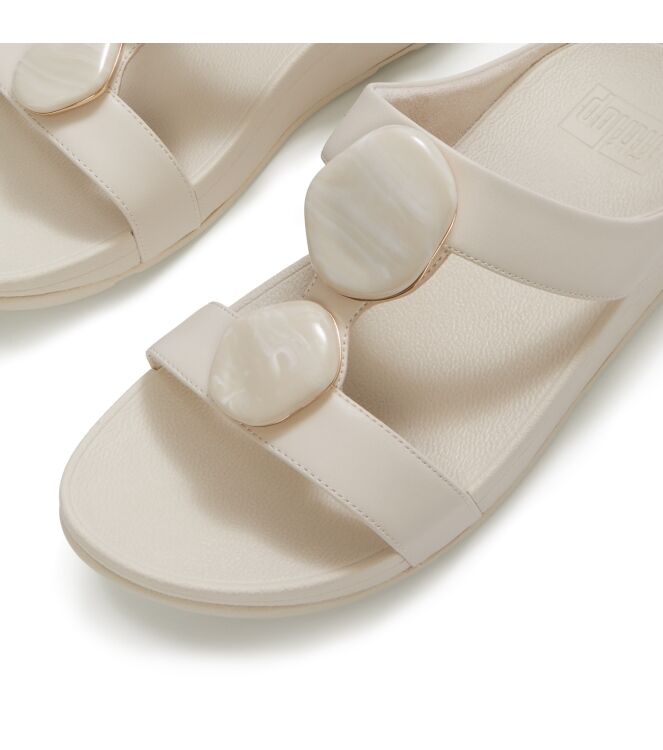 FitFlop fino marbled-stone h-bar slides paris beige Direct leverbaar uit de webshop van www.meijerink-schoenen.nl/