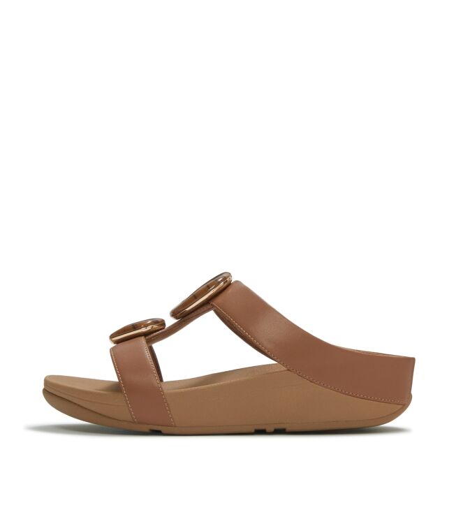 FitFlop fino marbled-stone h-bar slides deep tan Direct leverbaar uit de webshop van www.meijerink-schoenen.nl/