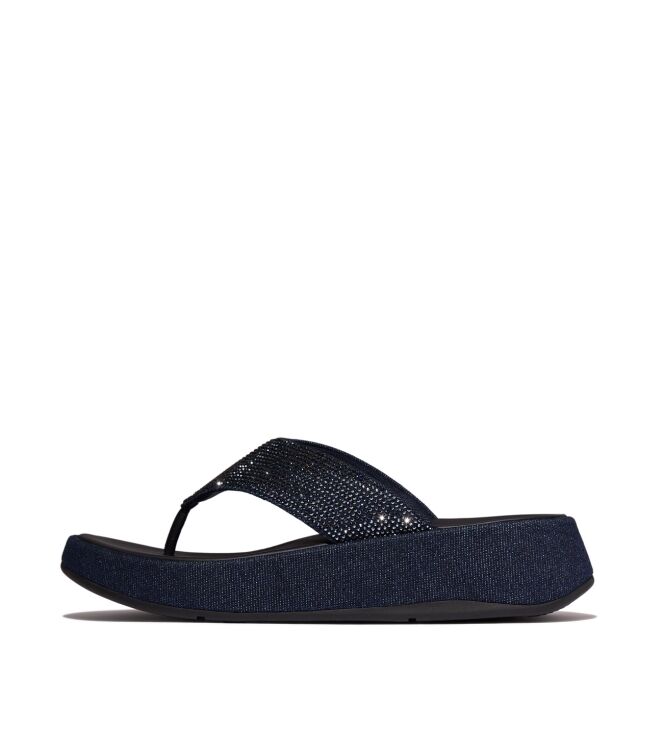 FitFlop f-mode toe post - denim and hotfix dark denim Direct leverbaar uit de webshop van www.meijerink-schoenen.nl/