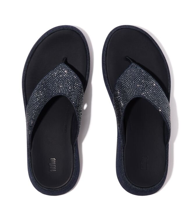 FitFlop f-mode toe post - denim and hotfix dark denim Direct leverbaar uit de webshop van www.meijerink-schoenen.nl/