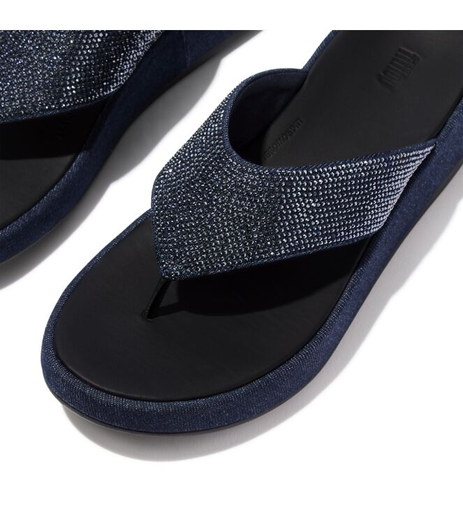 FitFlop f-mode toe post - denim and hotfix dark denim Direct leverbaar uit de webshop van www.meijerink-schoenen.nl/