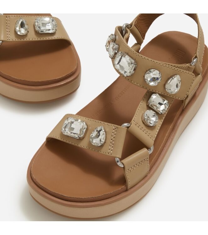 FitFlop gen-ff max ultra-jewel  leather back-strap sandals cappuccino Direct leverbaar uit de webshop van www.meijerink-schoenen.nl/