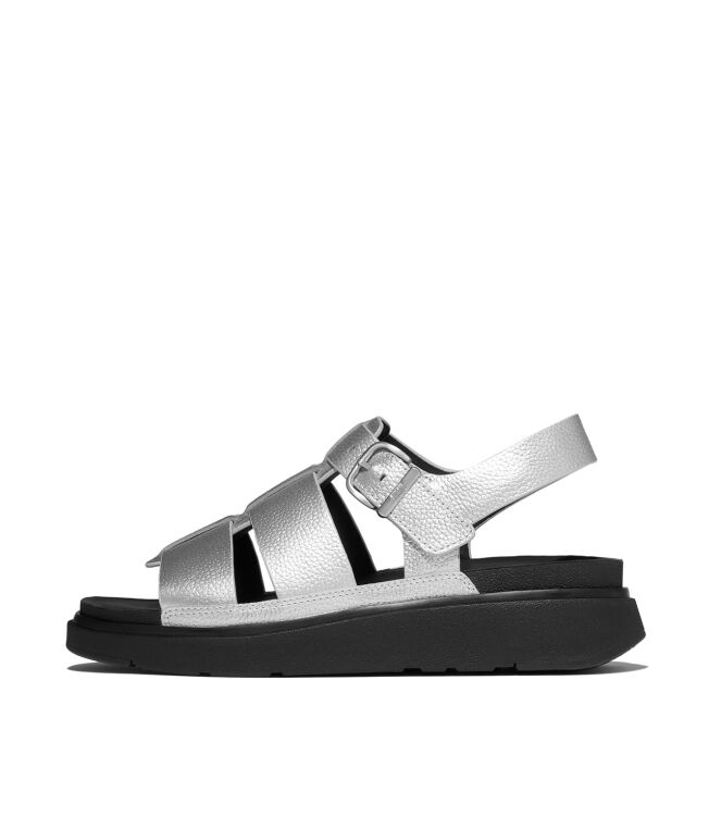 FitFlop gen-ff tumbled-leather fisherman sandals silver Direct leverbaar uit de webshop van www.meijerink-schoenen.nl/