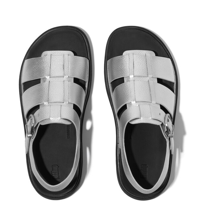 FitFlop gen-ff tumbled-leather fisherman sandals silver Direct leverbaar uit de webshop van www.meijerink-schoenen.nl/