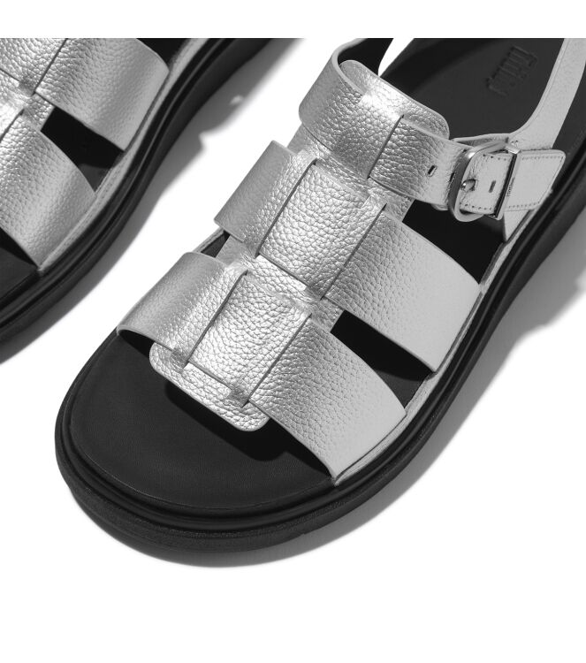 FitFlop gen-ff tumbled-leather fisherman sandals silver Direct leverbaar uit de webshop van www.meijerink-schoenen.nl/
