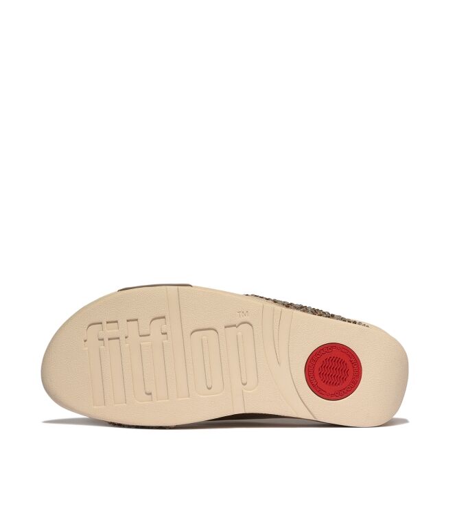 FitFlop lulu crystal-mix  metallic cross slides platino Direct leverbaar uit de webshop van www.meijerink-schoenen.nl/