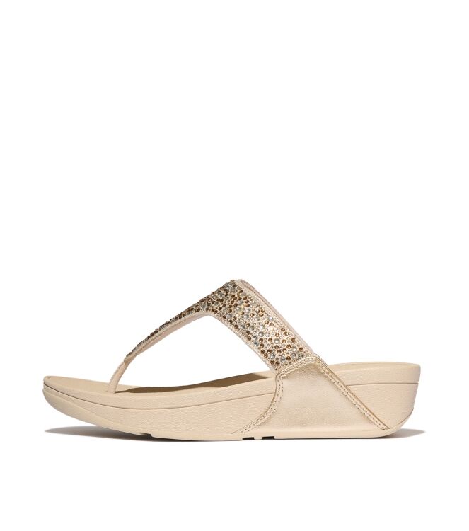 FitFlop lulu crystal-mix metallic toe-post sandals platino Direct leverbaar uit de webshop van www.meijerink-schoenen.nl/