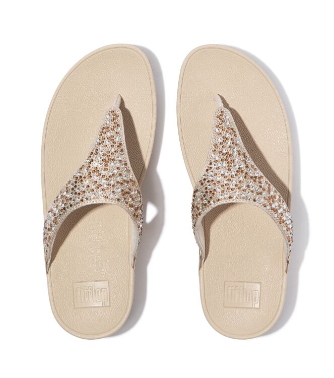 FitFlop lulu crystal-mix metallic toe-post sandals platino Direct leverbaar uit de webshop van www.meijerink-schoenen.nl/
