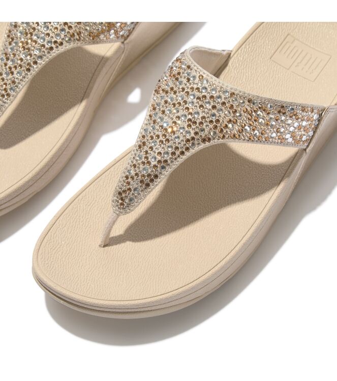 FitFlop lulu crystal-mix metallic toe-post sandals platino Direct leverbaar uit de webshop van www.meijerink-schoenen.nl/