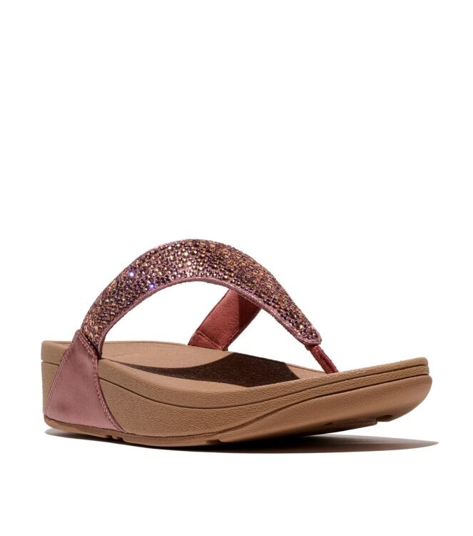 FitFlop lulu crystal-mix metallic toe-post sandals metallic rust rose Direct leverbaar uit de webshop van www.meijerink-schoenen.nl/