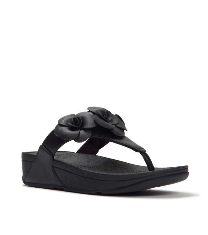 FitFlop lulu flower toe-post sandals black Direct leverbaar uit de webshop van www.meijerink-schoenen.nl/