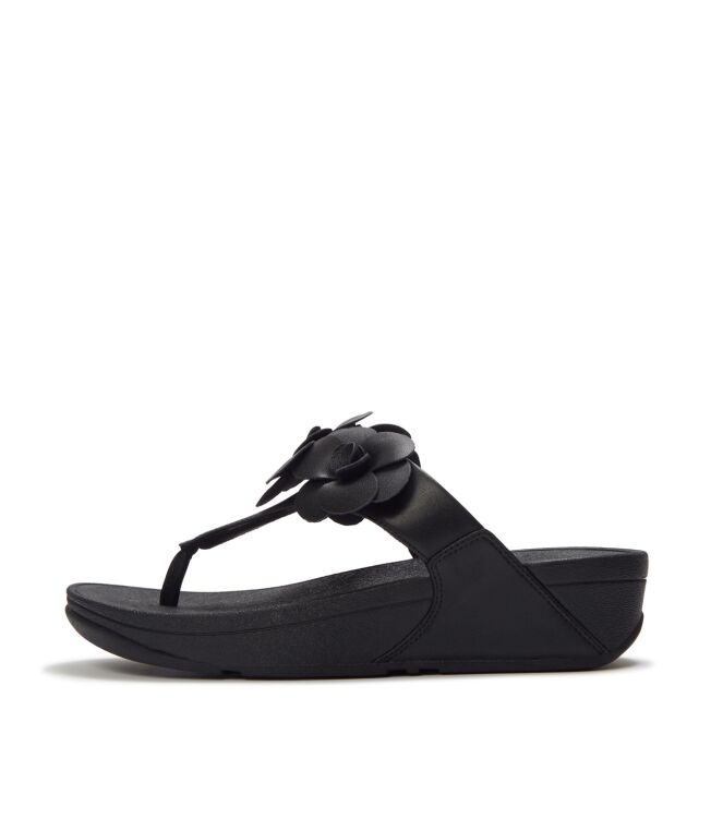 FitFlop lulu flower toe-post sandals black Direct leverbaar uit de webshop van www.meijerink-schoenen.nl/