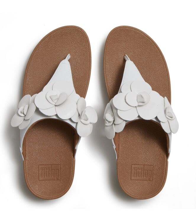 FitFlop lulu flower toe-post sandals urban white Direct leverbaar uit de webshop van www.meijerink-schoenen.nl/