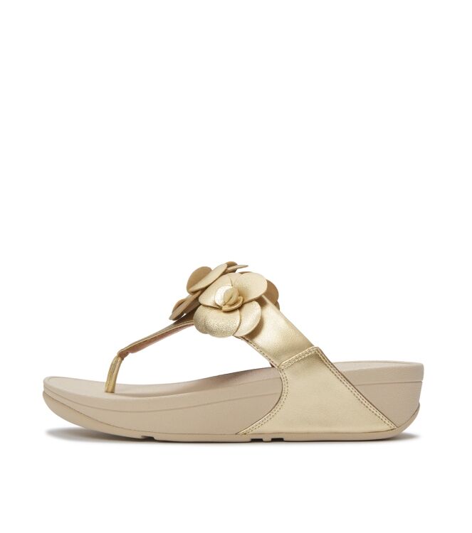 FitFlop lulu flower toe-post sandals platino Direct leverbaar uit de webshop van www.meijerink-schoenen.nl/
