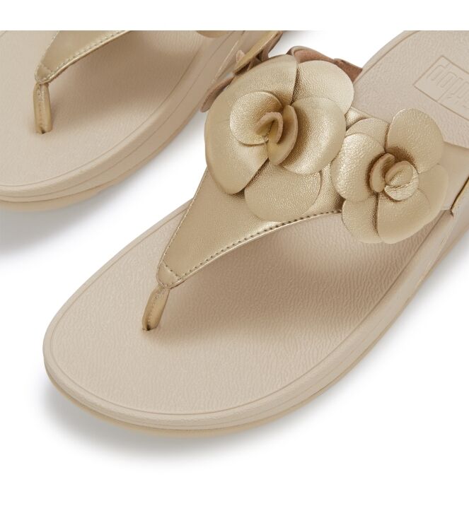 FitFlop lulu flower toe-post sandals platino Direct leverbaar uit de webshop van www.meijerink-schoenen.nl/