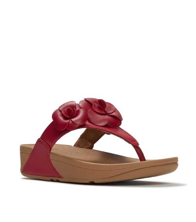 FitFlop lulu flower toe-post sandals burnt berry Direct leverbaar uit de webshop van www.meijerink-schoenen.nl/