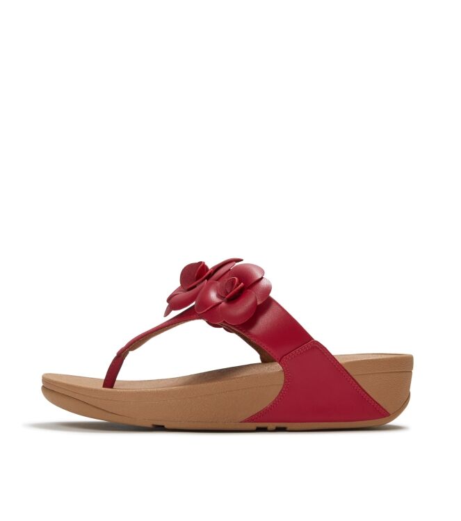 FitFlop lulu flower toe-post sandals burnt berry Direct leverbaar uit de webshop van www.meijerink-schoenen.nl/