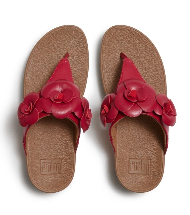 FitFlop lulu flower toe-post sandals burnt berry Direct leverbaar uit de webshop van www.meijerink-schoenen.nl/