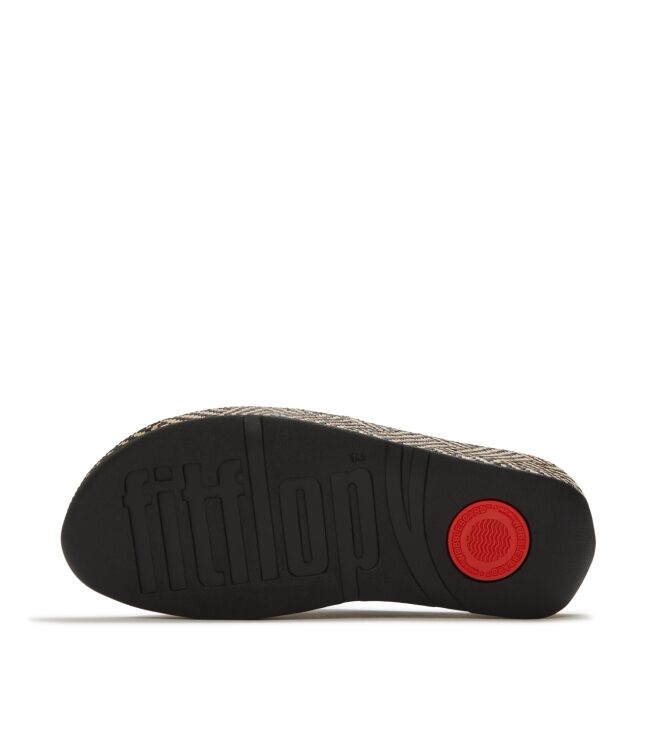 FitFlop lulu lux graphic-weave leather cross slides black Direct leverbaar uit de webshop van www.meijerink-schoenen.nl/