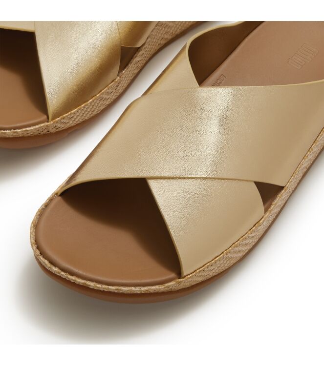 FitFlop lulu lux graphic-weave leather cross slides platino Direct leverbaar uit de webshop van www.meijerink-schoenen.nl/