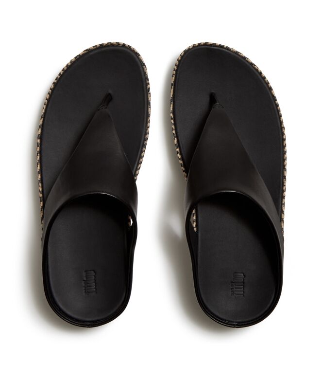 FitFlop lulu lux graphic-weave leather toe-post sandals black Direct leverbaar uit de webshop van www.meijerink-schoenen.nl/
