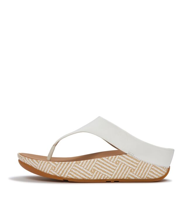 FitFlop lulu lux graphic-weave leather toe-post sandals urban white Direct leverbaar uit de webshop van www.meijerink-schoenen.nl/