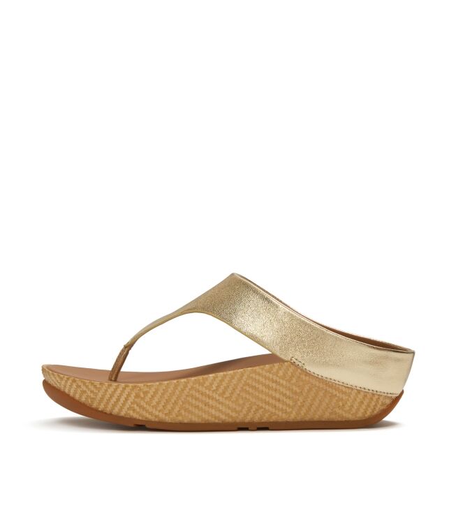 FitFlop lulu lux graphic-weave leather toe-post sandals platino Direct leverbaar uit de webshop van www.meijerink-schoenen.nl/