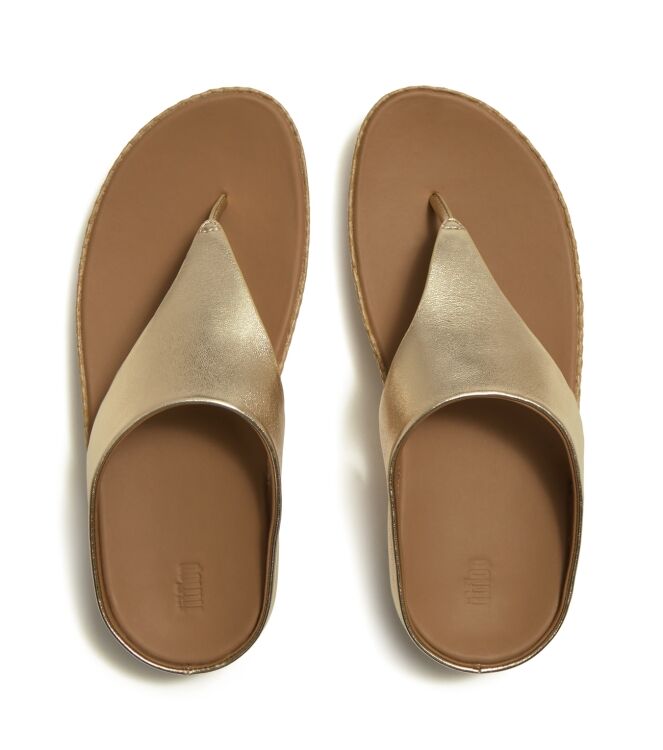 FitFlop lulu lux graphic-weave leather toe-post sandals platino Direct leverbaar uit de webshop van www.meijerink-schoenen.nl/