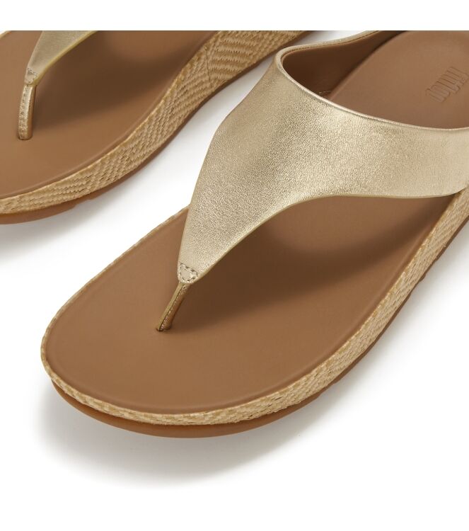 FitFlop lulu lux graphic-weave leather toe-post sandals platino Direct leverbaar uit de webshop van www.meijerink-schoenen.nl/