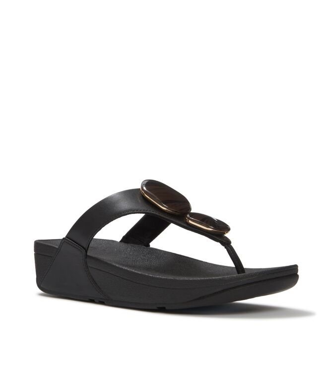 FitFlop lulu marbled-stone toe-post sandals black Direct leverbaar uit de webshop van www.meijerink-schoenen.nl/