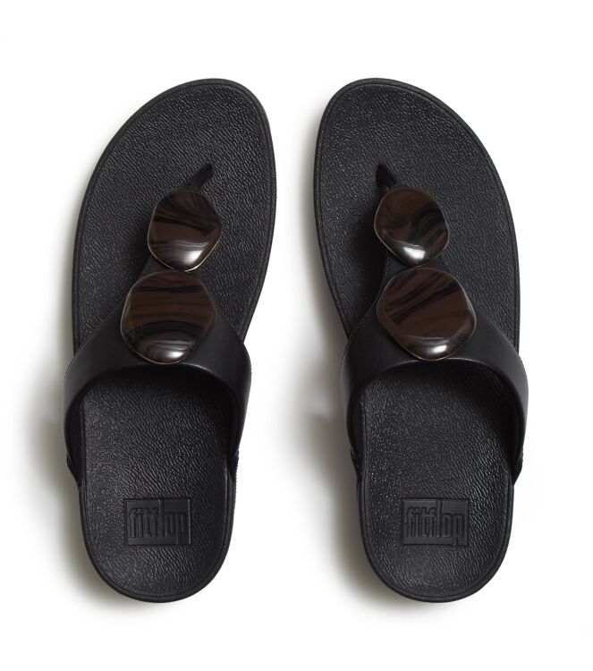 FitFlop lulu marbled-stone toe-post sandals black Direct leverbaar uit de webshop van www.meijerink-schoenen.nl/