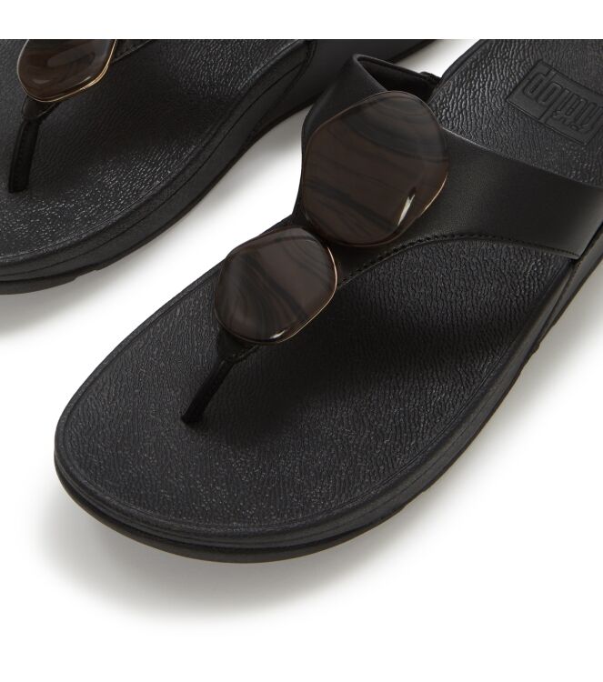 FitFlop lulu marbled-stone toe-post sandals black Direct leverbaar uit de webshop van www.meijerink-schoenen.nl/